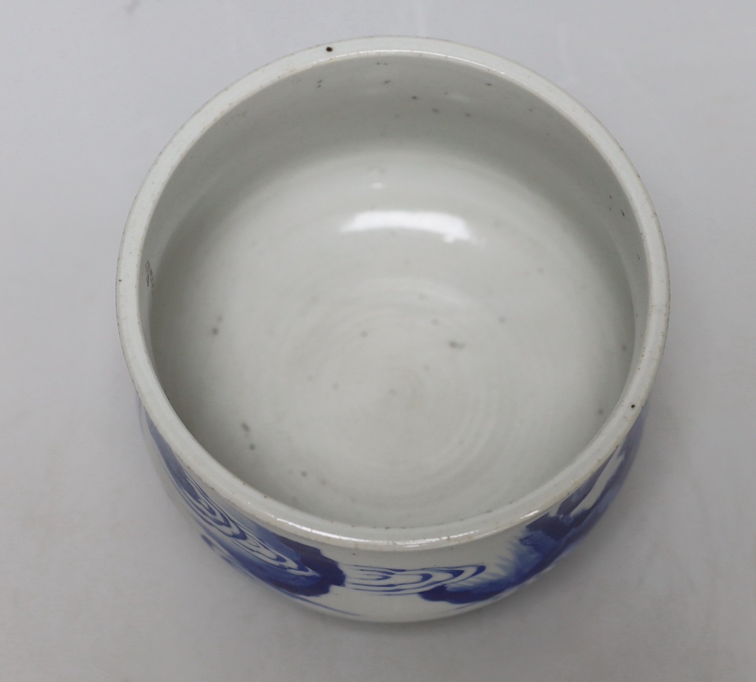 A Chinese blue and white figurative 'boys' bowl, 11cm high